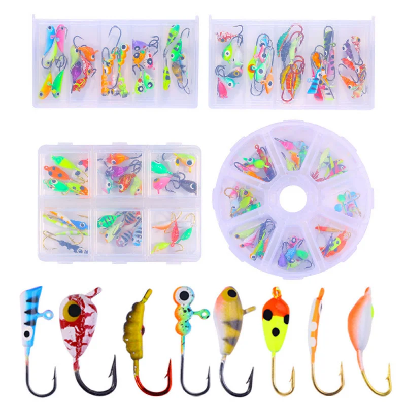 25PCS-40PCSIce الصيد الطعم إغراء الجذر الصيد هوك عين السمكة مضيئة تجنب العوائق مكافحة هوك أسفل الرصاص رئيس هوك مايكرو لذلك