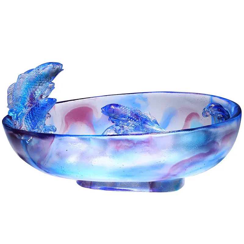

Ancient glazed koi ornament attracts wealth and gathers wealth home living room decoration