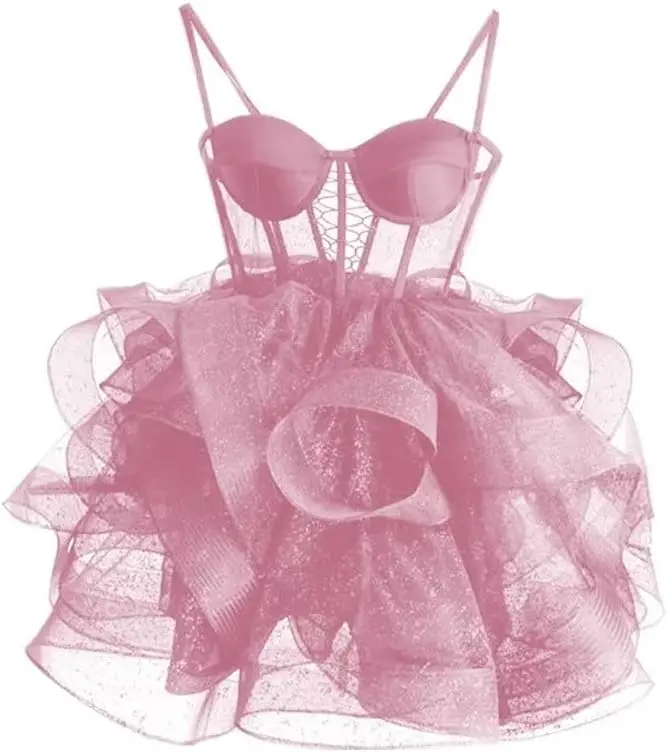 Organza Tulle Homecoming Dresses Spaghetti Straps Layered Short Prom Dress Sweetheart Cocktail Gown cocktail dress