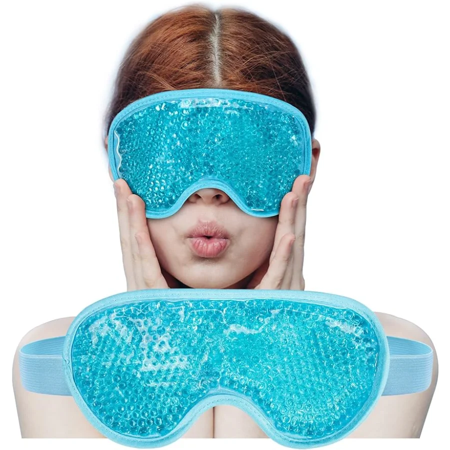 Mascarilla refrescante para ojos, mascarilla de gel para ojos en frío reutilizable para ojos hinchados, mascarilla para ojos con paquete de hielo para ojos con respaldo de felpa suave para circulación oscura