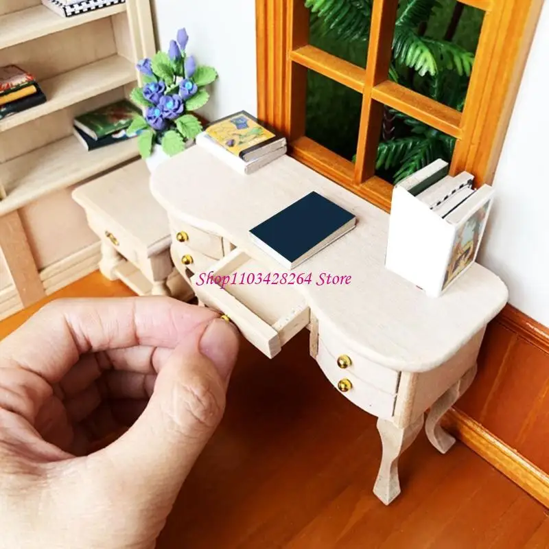 

Zakka Mini Desk Chair Pair 1/12 Scale Wooden Dollhouses Accessories For Custom Painting And Display