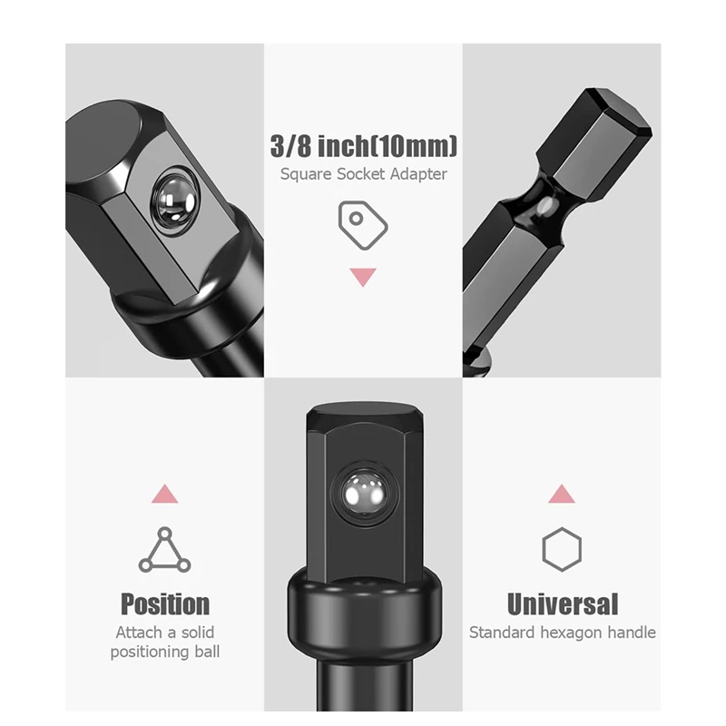 Adaptador de impacto 3/8, paquete de 10 adaptadores de enchufe 3/8 de 1/4 pulgadas a 3/8, Kit de adaptador de enchufe para controlador de impacto, bricolaje automotriz