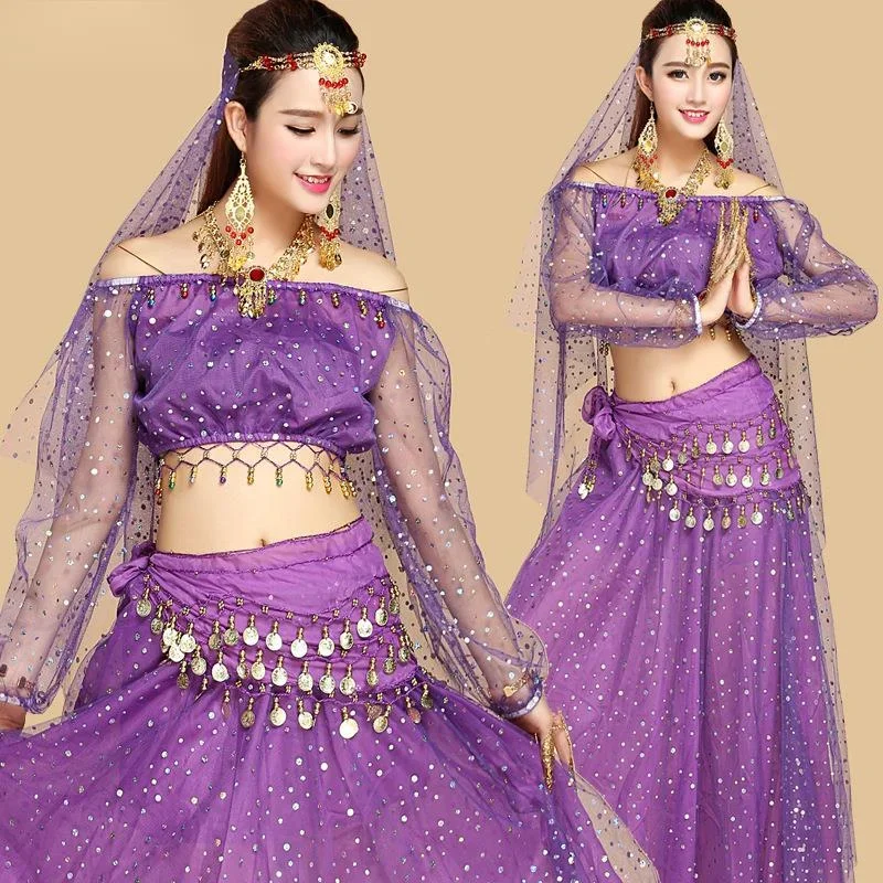 

Fashion New Style Child Belly Dance Indian Dance Costume Set Sari Bollywood Children Outfit Belly Dance Performance Clothes Sets