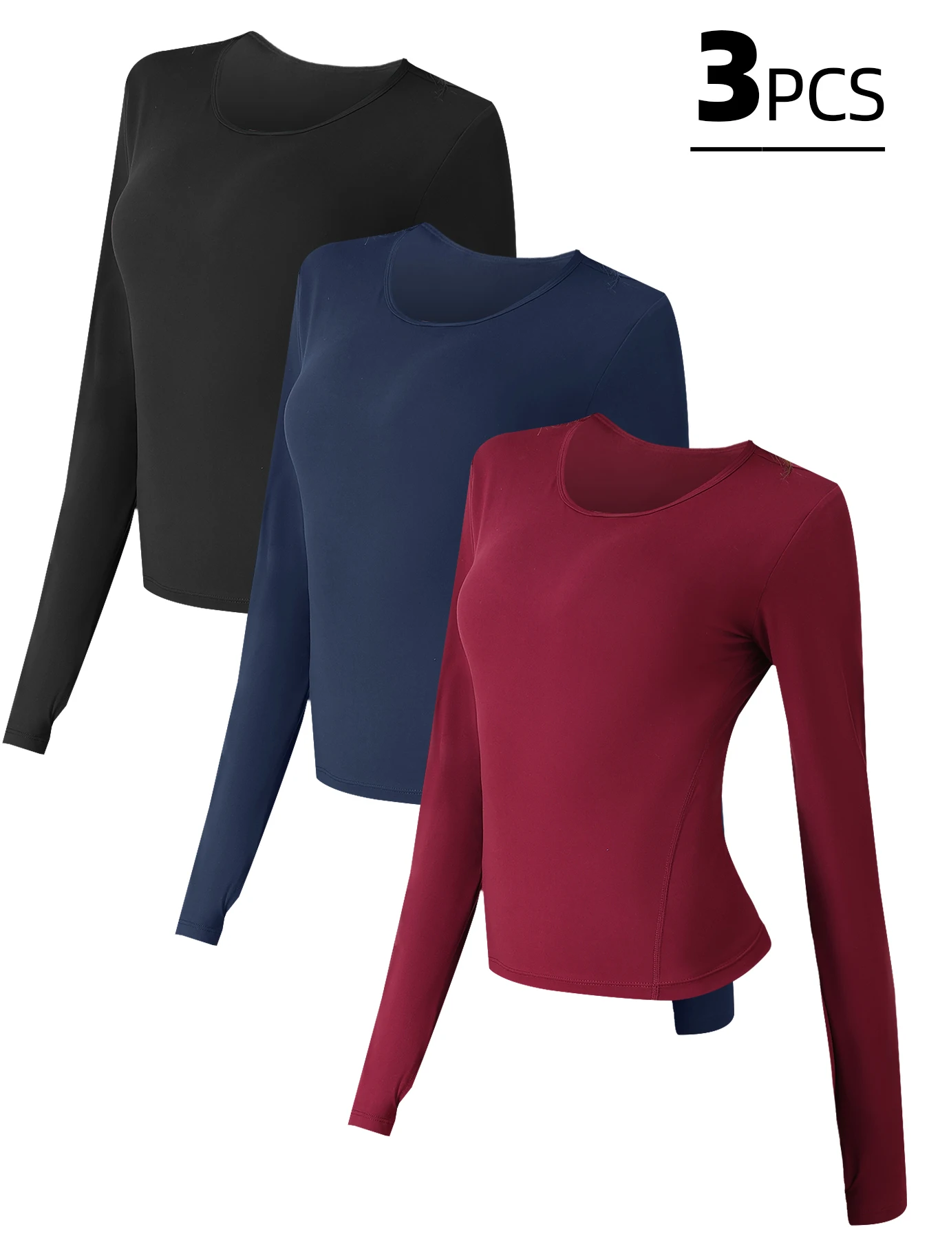 

1/3 PCS Women's Round Neck Underwear Basic Bottoming Shirt Long Sleeved T-shirt Thin Slim Comfortable Top