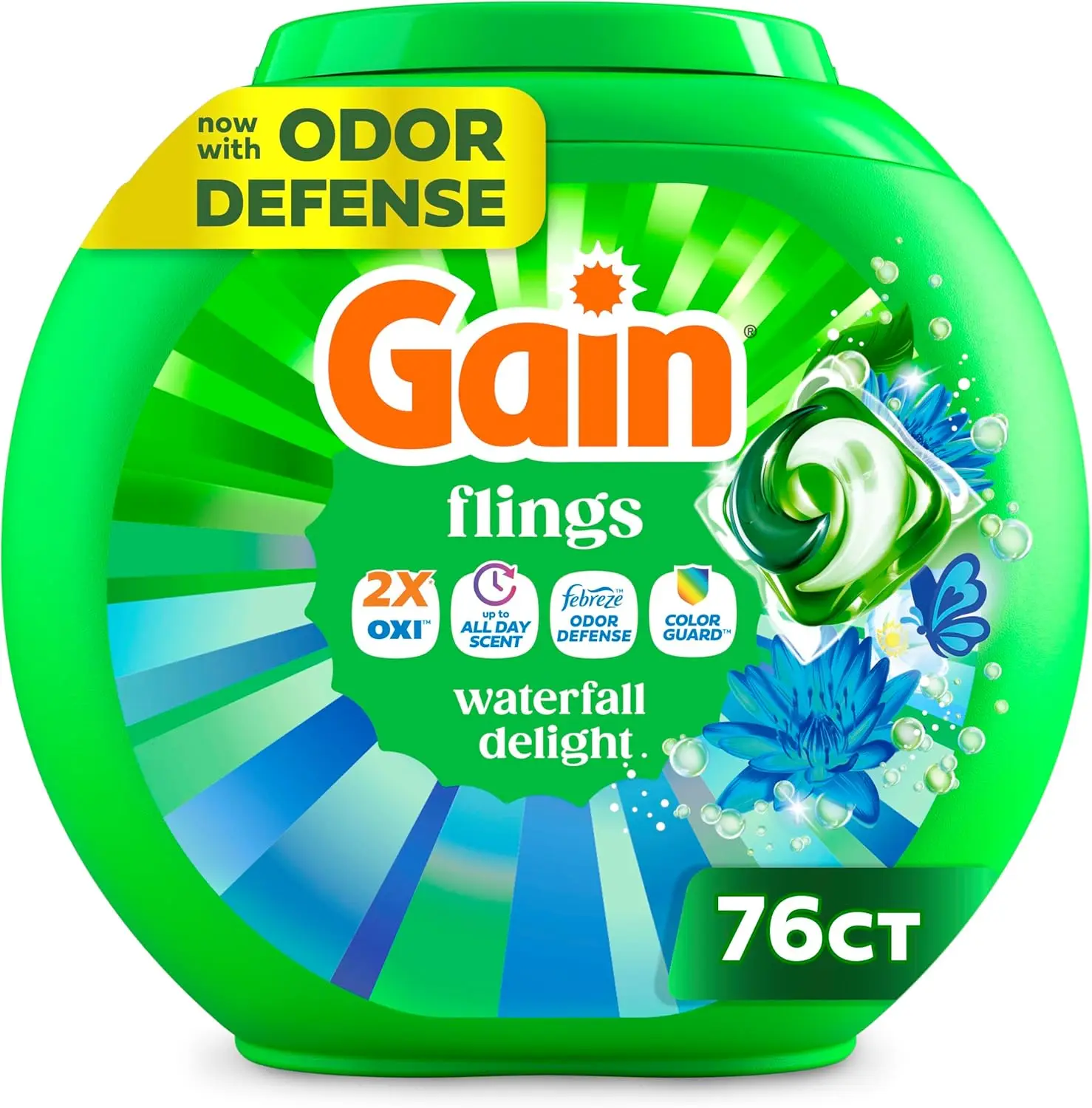 

Liquid Laundry Detergent Pacs with Odor Defense and Color Guard, 76 Count