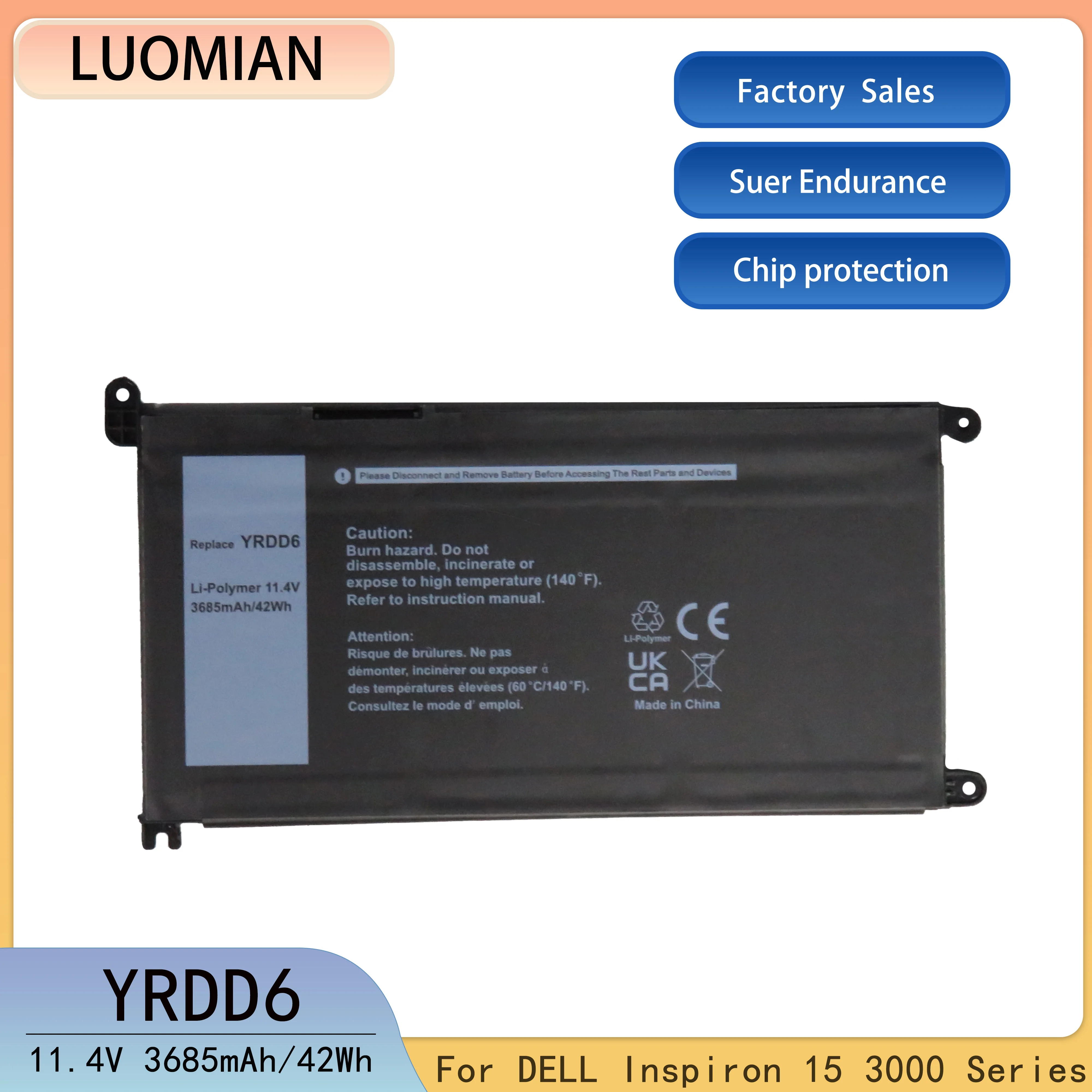 YRDD6 Laptop Battery for DELL Inspiron 15 3000 3583 3593 3582 3584  Inspiron 15 5000 5582 5584 5593 5594 Inspiron 17 3000