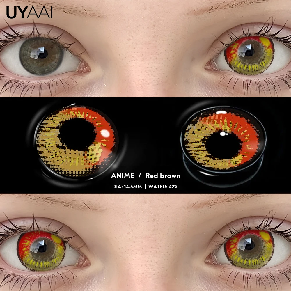 UYAAI Farbkontakt Cosplay Farbe Schüler Make-up Schönheit Grüne Linse 14,5 mm Schwarze Linse Frau Cosplay Rote Linse Halloween Weiße Linse – Detail 14