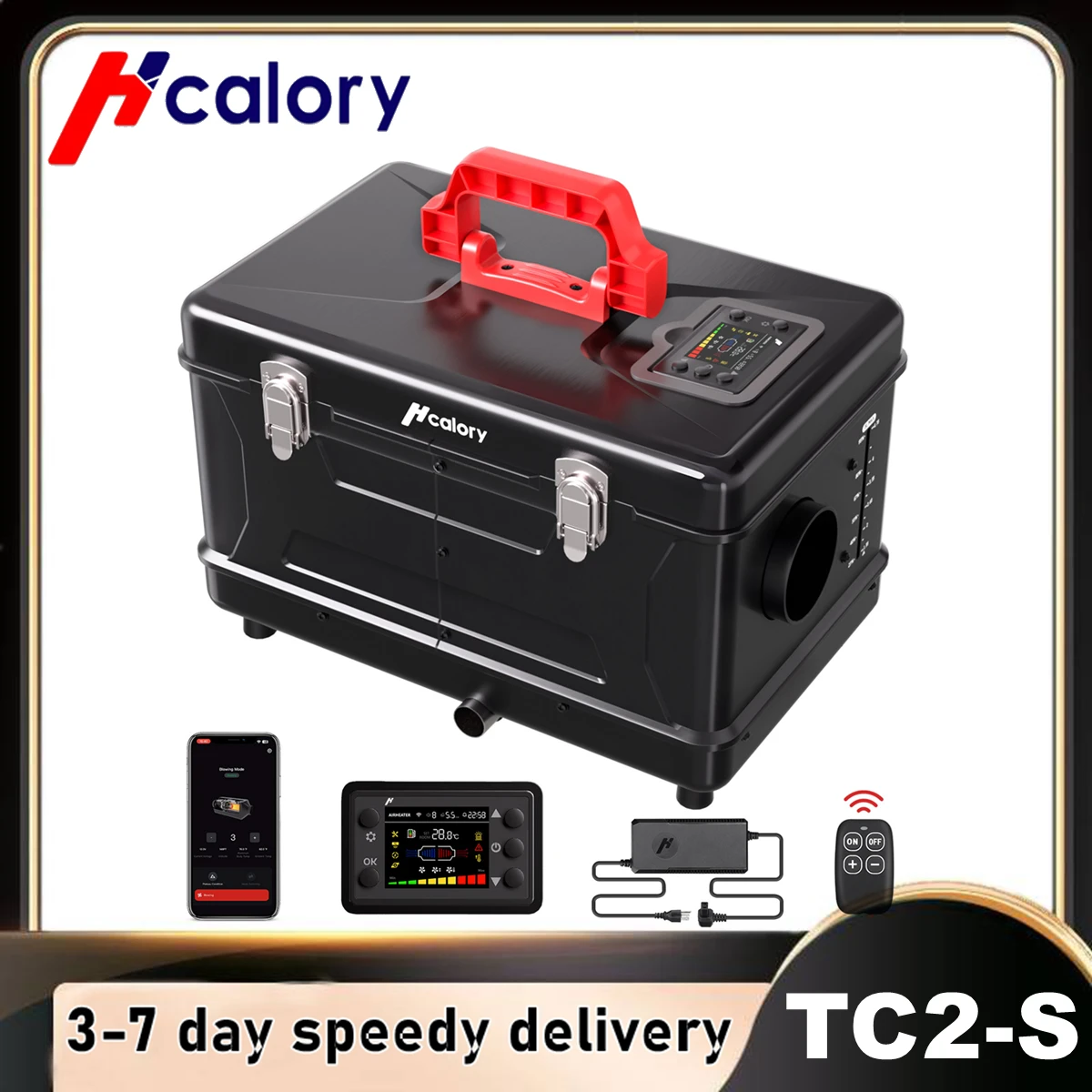Hcalory 8kW Diesel Auxiliary Heater, 110-220V AC & 12/24V DC, Support with Height Mode, 0.12-0.36L/hr Portable Diesel Air Heater