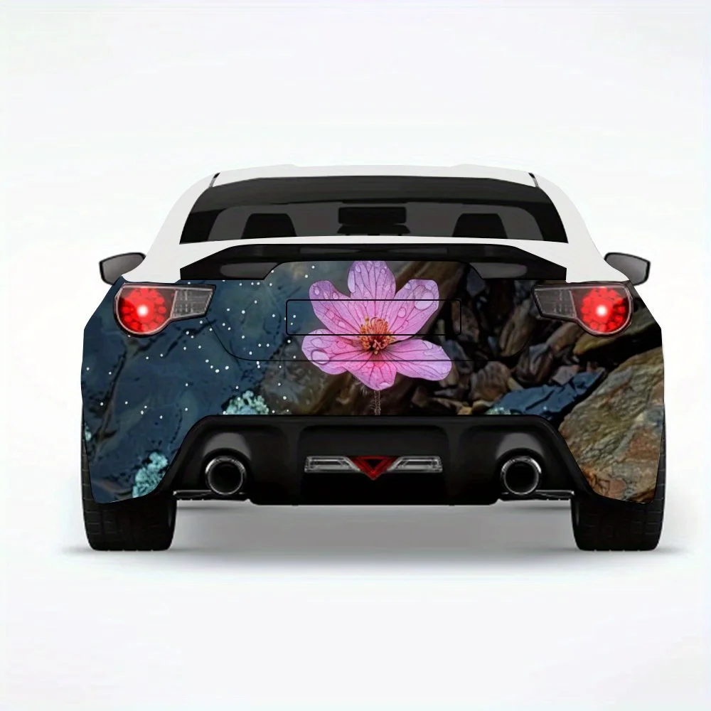 

Розовый цветок в камне, автомобильная наклейка, виниловая наклейка на заднюю часть автомобиля, водонепроницаемые самоклеящиеся виниловые наклейки для хвоста и бампера автомобиля, декабрь