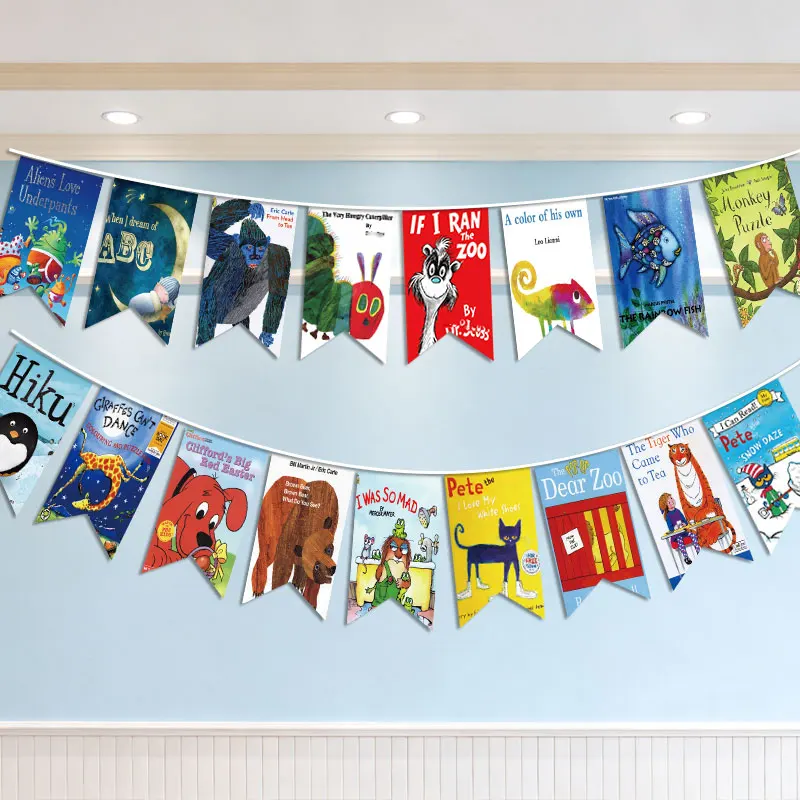 Picture Book Story Flags, Small Colorful Flags, Can Be Hung, 3m Flags on a String, Classroom Decoration, Wall Decoration, String Flags, Fish Tail Flags, Kindergarten Festival Decoration Props
