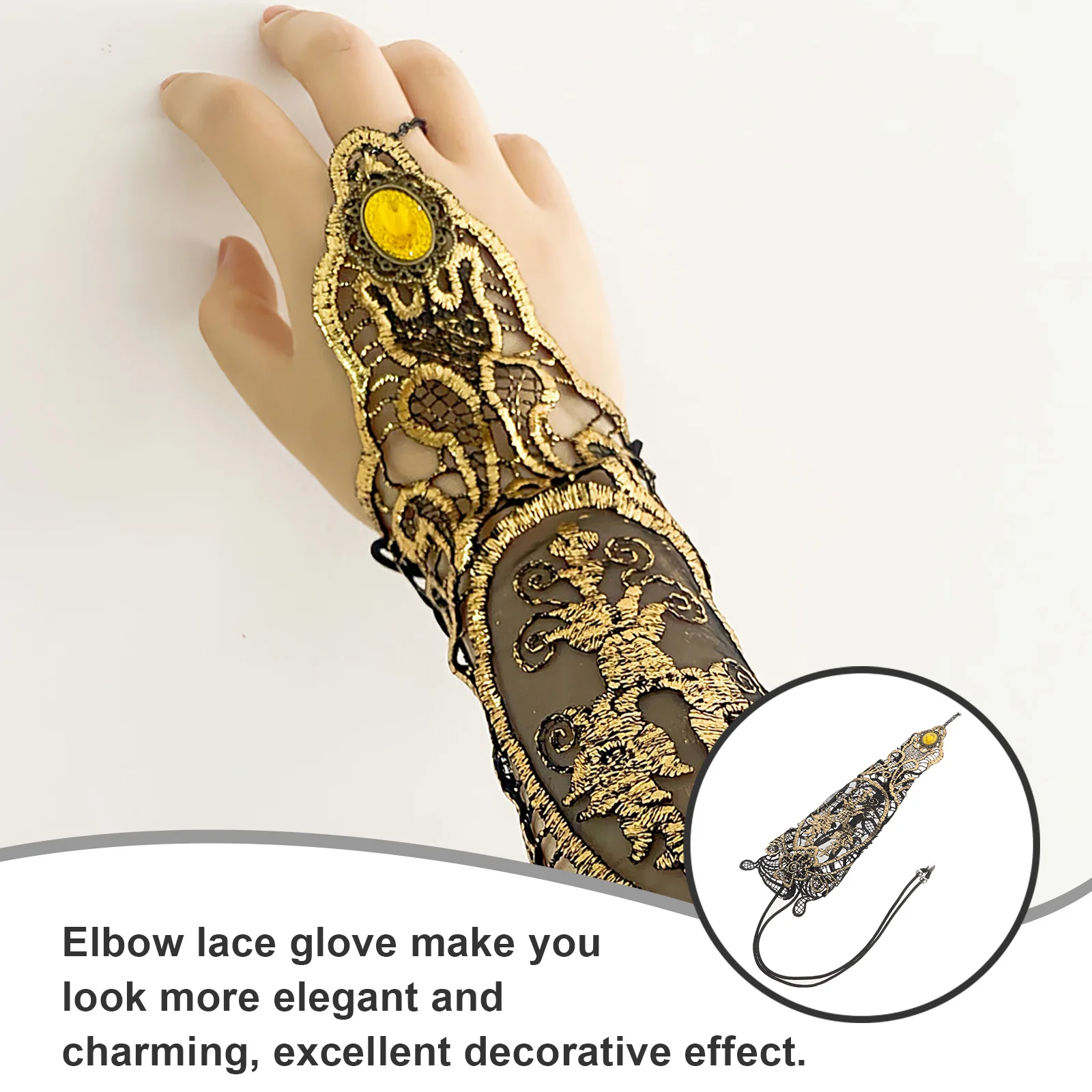 

Elbow Length Lace Gloves for Women Vintage Style Fingerless Elegant Decorative Gloves for Tea Party Prom Wedding Cosplay Theme