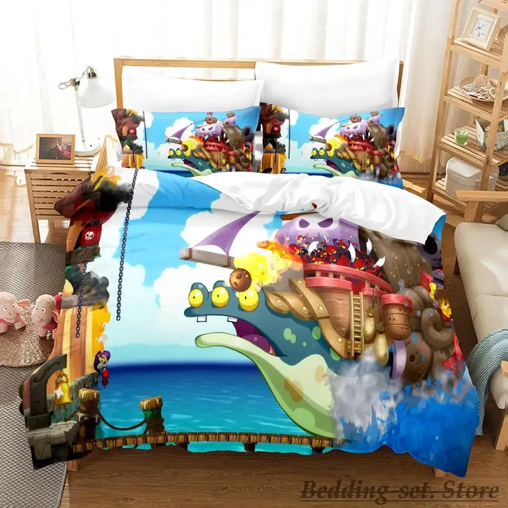 Conjunto de cama Half-Genie Hero Shantae para adultos e crianças, solteiro, gêmeo, completo, rainha, king size, cama, capa de edredão, jogo de anime, quarto, 2023