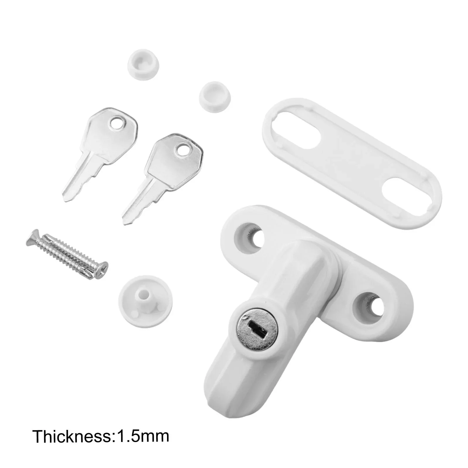 1Set Window Door Sash Lock Plastic Steel Safety Lever Handle Sweep Latch Home Balcony Security T-lock Window Door Lock With Key