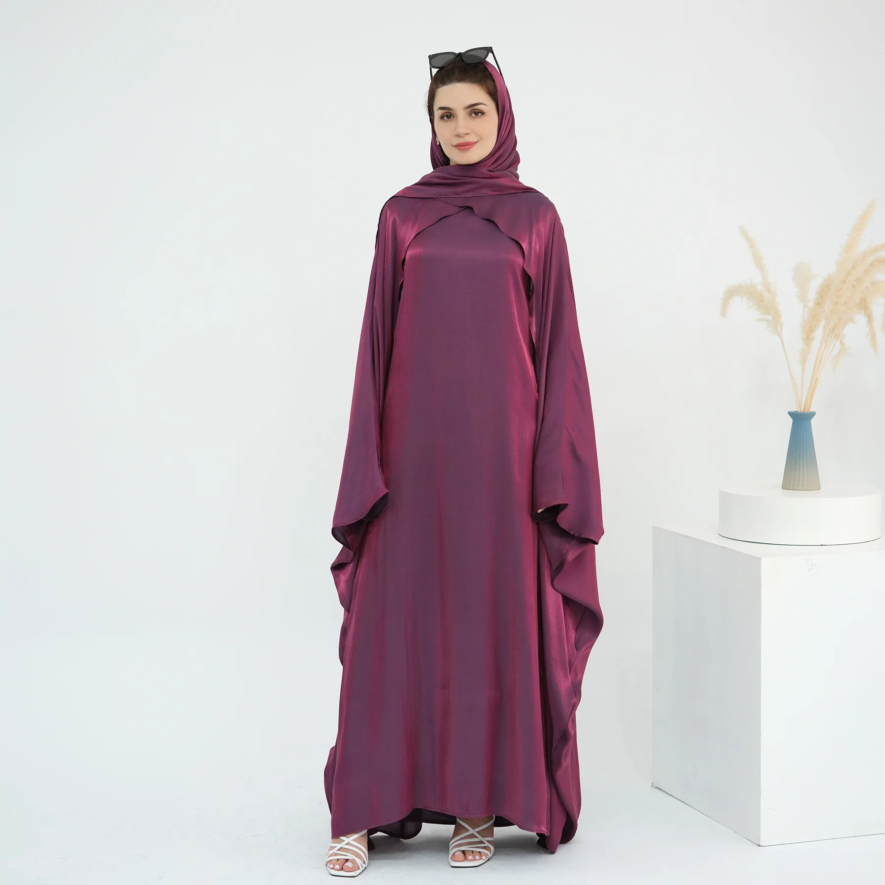 رمضان عيد لامعة المرأة المسلمة فستان الحجاب رمضان Batwing عباية دبي قفطان تركيا قفطان فام ماروكين رداء الإسلام جلابية
