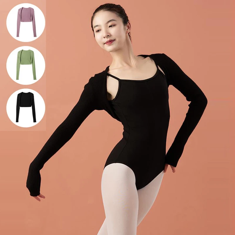

Женские балетные топы с длинными рукавами, танцевальная рубашка для девочек, вязаные танцевальные топы, одежда, модель пальто, топы, одежда для балета и танцев