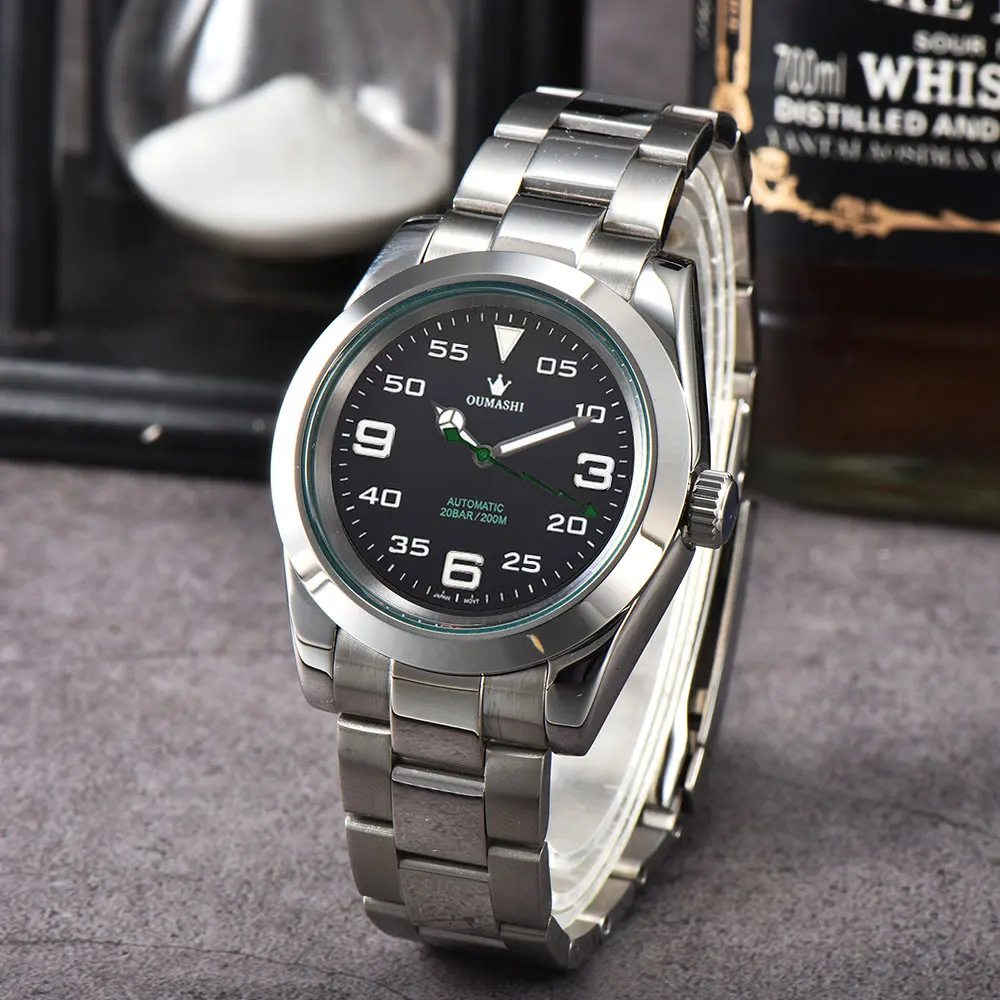 Orologio da uomo da 39 mm con movimento NH35 orologio meccanico automatico vetro zaffiro cinturino in acciaio inossidabile orologio personalizzato da lavoro