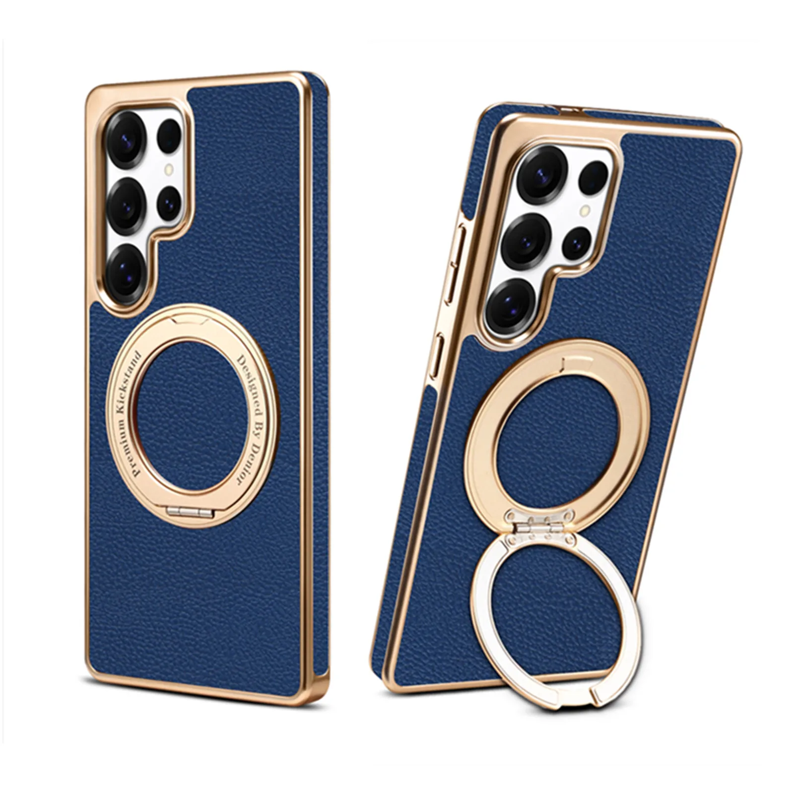 

Кожаный чехол для Samsung Galaxy S25 Ultra S24, ультрамагнитные чехлы, вращающийся на 360° держатель, гальванический чехол из полиуретана личи