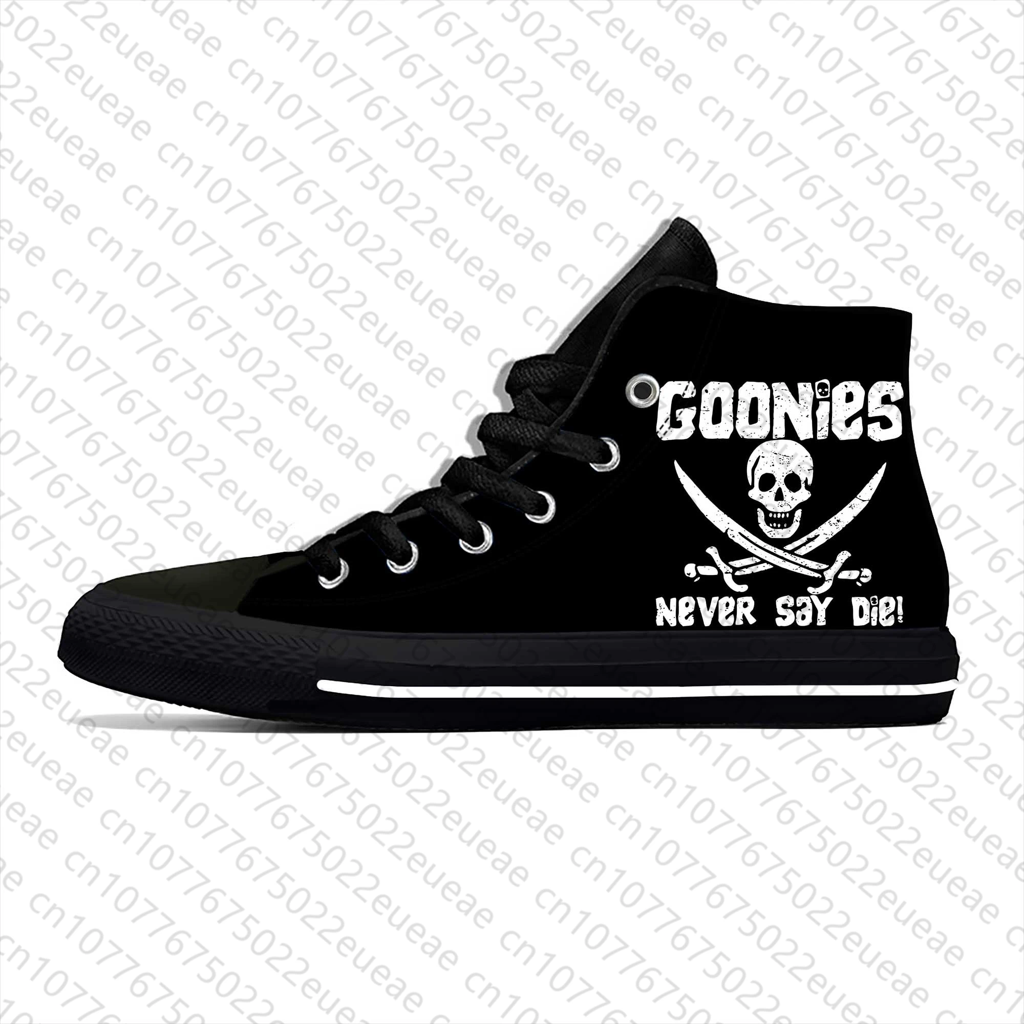 Die Skull Say Pirate Never Gothic Skull Goonies Casual Cloth Shoes High Top Comfortable Breathable 3D Print Men Women Sneakers