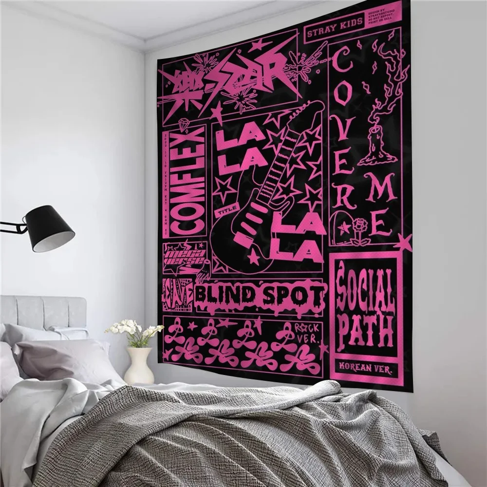 Stray 5-STAR-Kids-D Kpop Tapestry Anime Tapestry Hanging Tarot Hippie Wall Rugs Dorm Wall Hanging Sheets