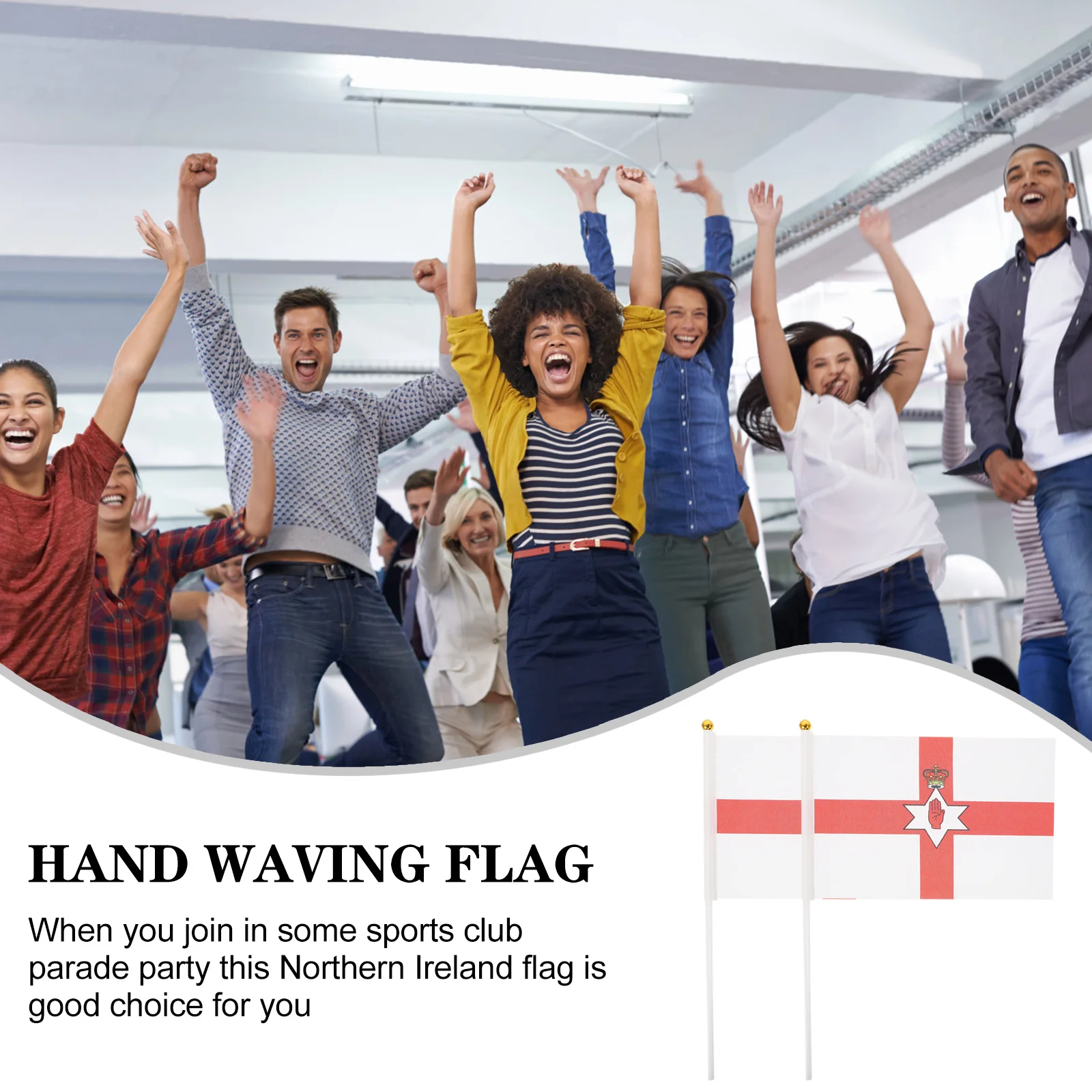 50Pcs Handheld Northern Ireland Flags Small Polyester Flags National Party Decorations Garden Cheer Sporting Event Flag Stick