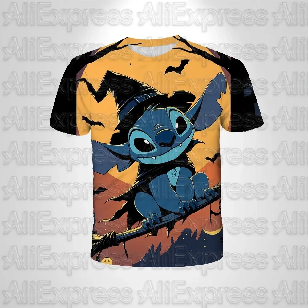 MOTO Anime Stitch Cartoon MensT-셔츠 귀여운 코스프레 옷 아동용 티셔츠 소년 소녀 캐주얼 반팔 여름 통기성