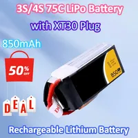 11.1/14.8V 850mAh for TATTU 3/4S 75C LiPo Battery for RC Helicopter Quadcopter FPV Racing Drone Parts with XT30 Plug Batteries