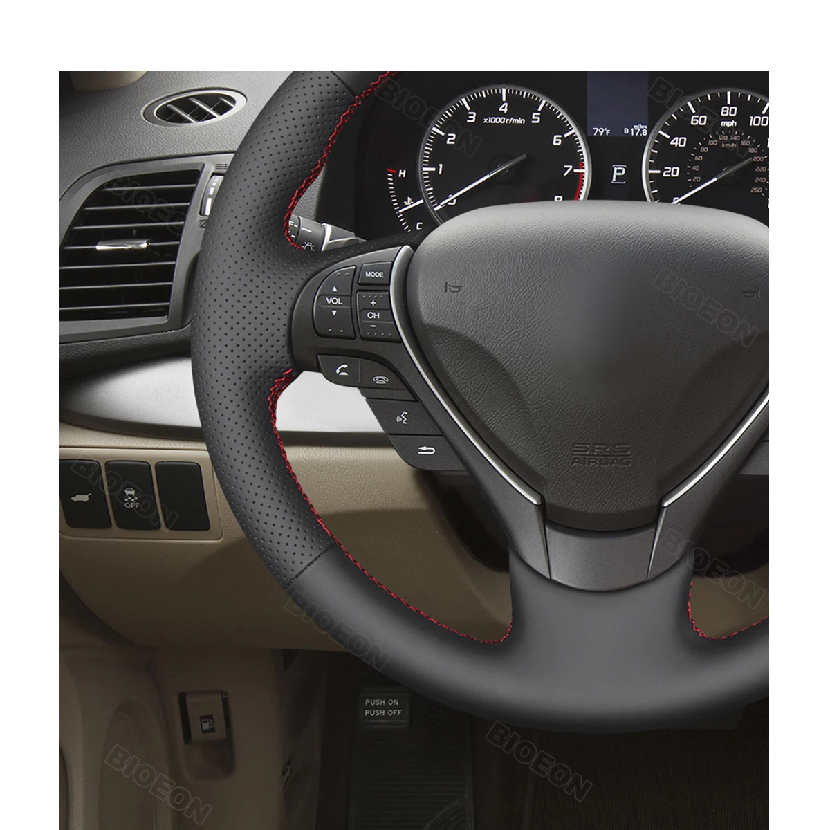 Bioeon Black PU Artificial Leather Steering Wheel Cover for Acura RDX 2013-2018 / TL 2009-2014 / ILX 2013-2022 image 4