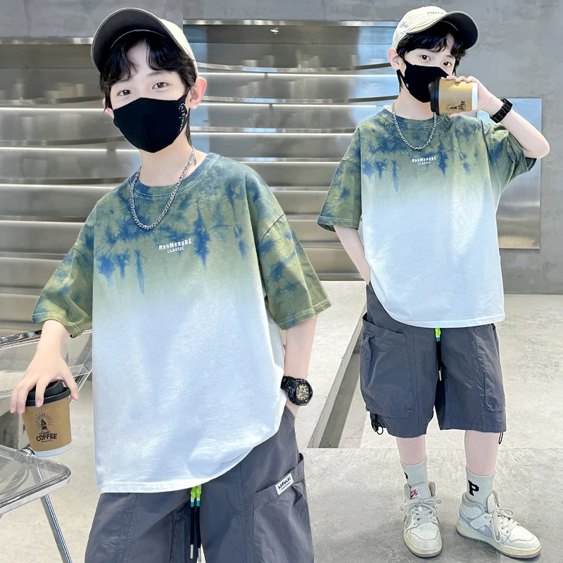 Hot Sale Children Short Sleeve Tshirt for Tweens Boy New Summer Cotton T-shirt Tee Tops Kids Luxury Clothing 5 7 9 11 13 14 Y