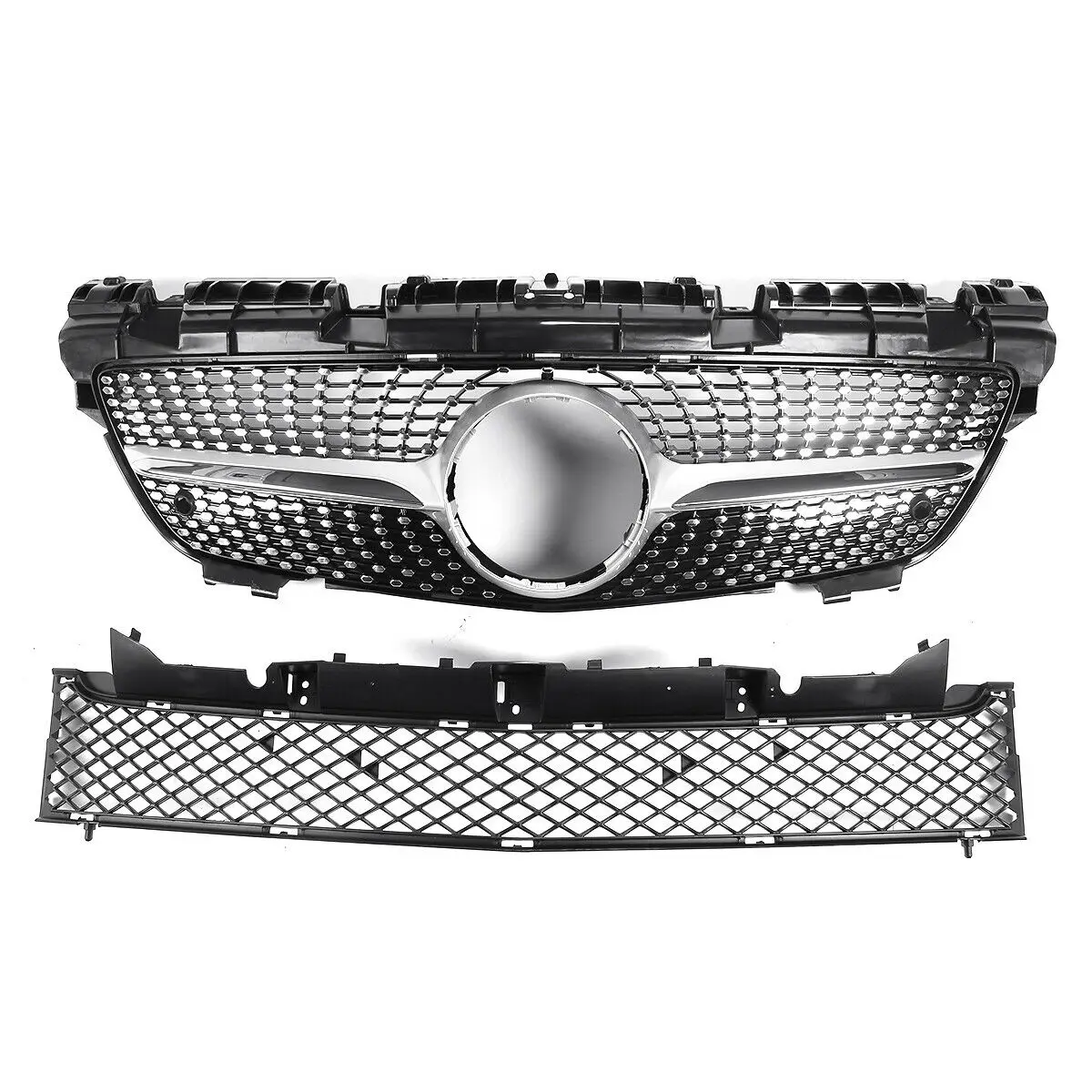 Front Upper Grill & Lower Grill Bumper Hood Mesh For Mercedes Benz SLK Class R172 SLK200 SLK350 SLK250 2012-2016