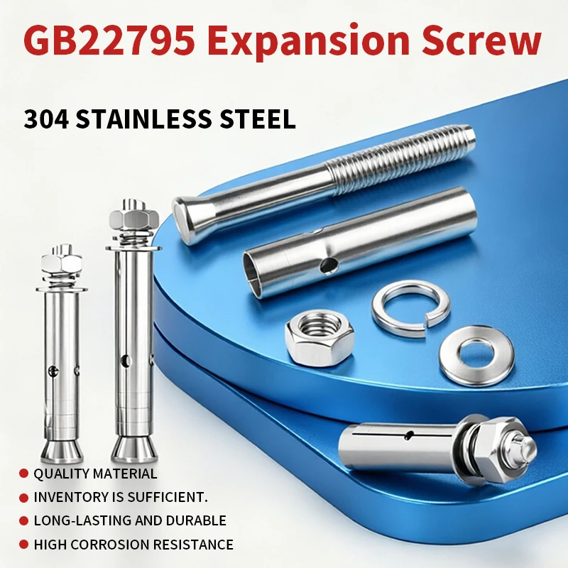 GB22795 304 Stainless Steel Expansion Anchor Bolt, Sleeve Type Heavy‑Duty Concrete Wall Anchoring Fastener M6 M8 M10 M12