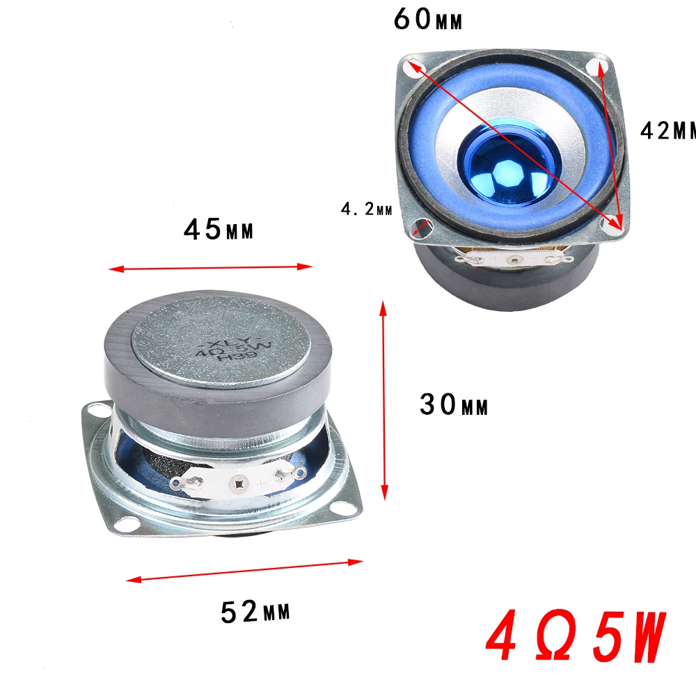 

2 Inch 5W 4 Ohm Blue Full Range Speaker 52mm Square 5 Watt 3R Small Speaker Audio Speaker