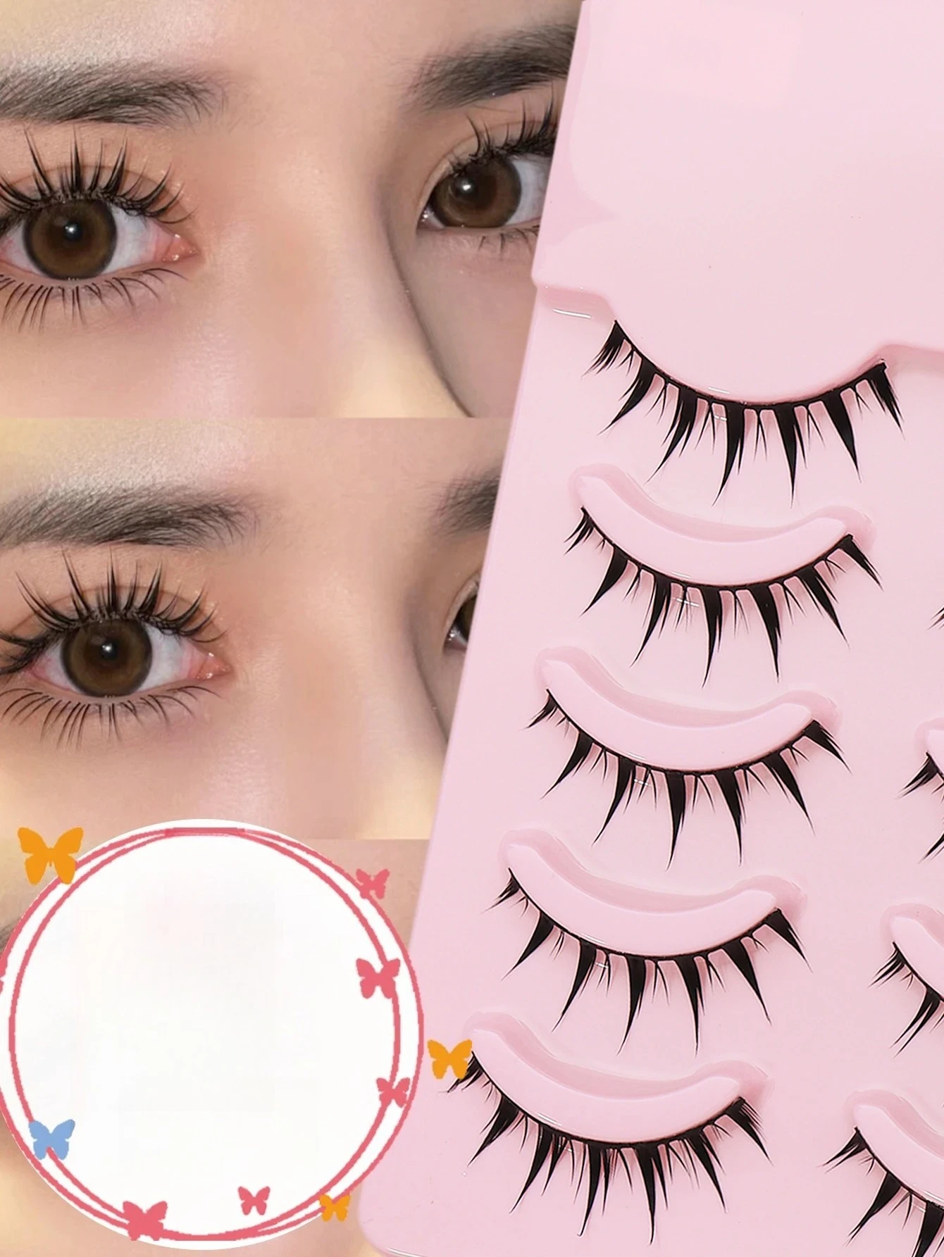 10 paar C-curl wimpers met gevleugelde uiteinden, langwerpig, natuurlijke lange manga-wimpers, nepwimpers, make-up