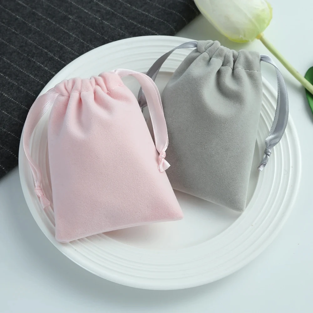 

0914 Personalized Custom link Logo Pouches Custom Jewelry Drawstring Bags Velvet Jewellery Packaging Sack Wedding Favor Bags