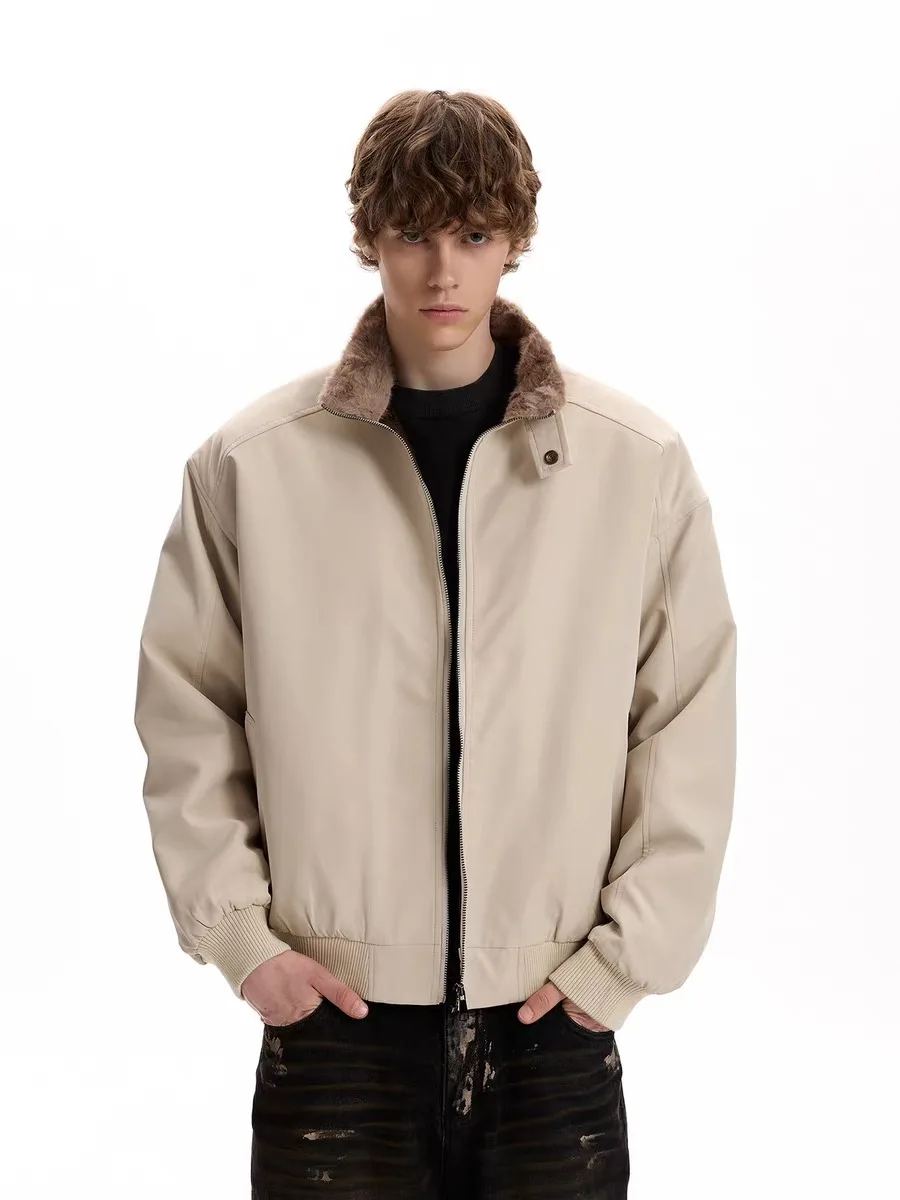 

American Retro Cleanfit Fur Collar Stand up Collar Mountain Eagle Jaet Men's Boxy Fce Lined Versatile Barn Sle Cotton ...