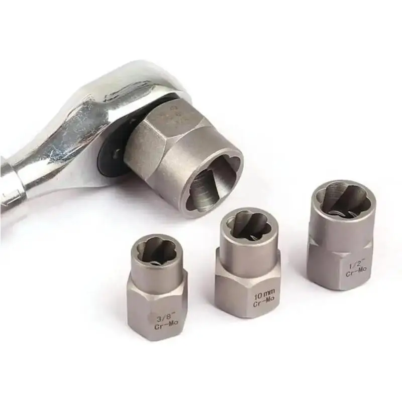 2025 Nuevo juego de extractores de tuercas de perno de impacto de accionamiento de 3/8 "Kit de extracción de tuercas de 13 piezas Juego de herramientas de casquillo con accionamiento hexagonal de 1/4"