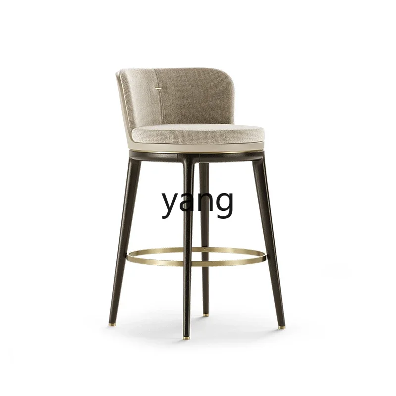 Yjq light luxury solid wood bar chair simple postmodern restaurant high chair bar stool