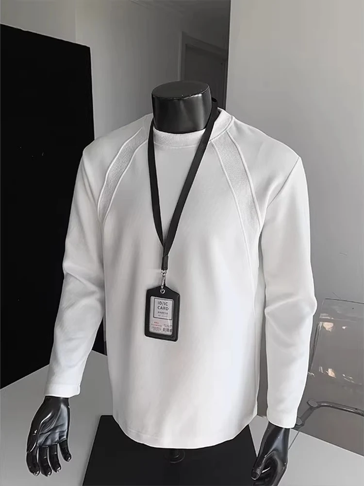 Cleanfit Heavyweight Deconstructed Long Sleeve Men's T-shirt Spring Autumn Loose Base Layer Shirt Casual Style round Neck