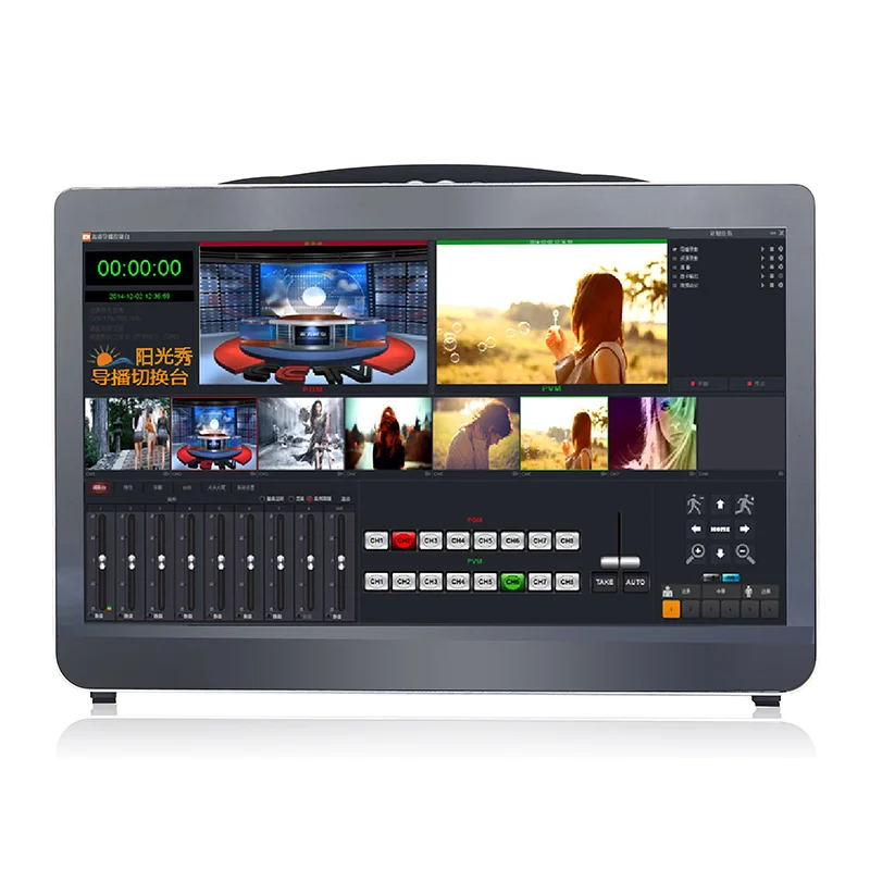 1080p HD/MI Video Recording Radio Tv Studio Live Broadcasting Machine Equipment Av Matrix Video Switcher Mixer With Case