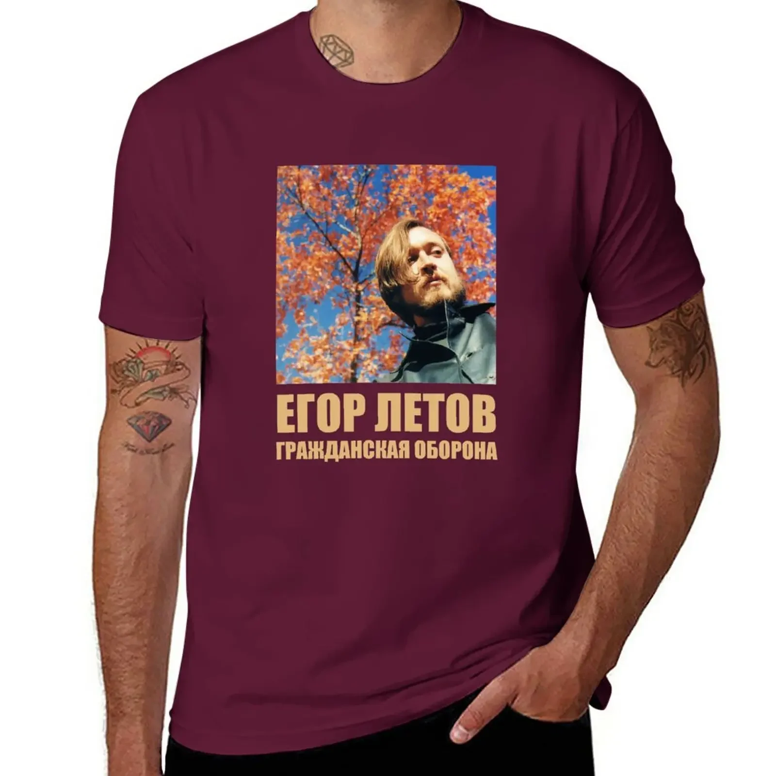 T-shirts for men cotton clothing Егор Летов,Egor Letov,Гражданская оборона T-Shirt customs blanks oversizeds anime clothes Tee