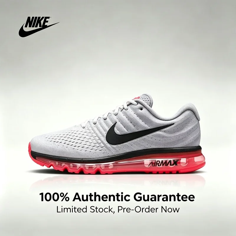 Nike Air Max 2017 'WOLF GREY HOT PUNCH' Bequeme Low-Cut Freizeitlaufschuhe für