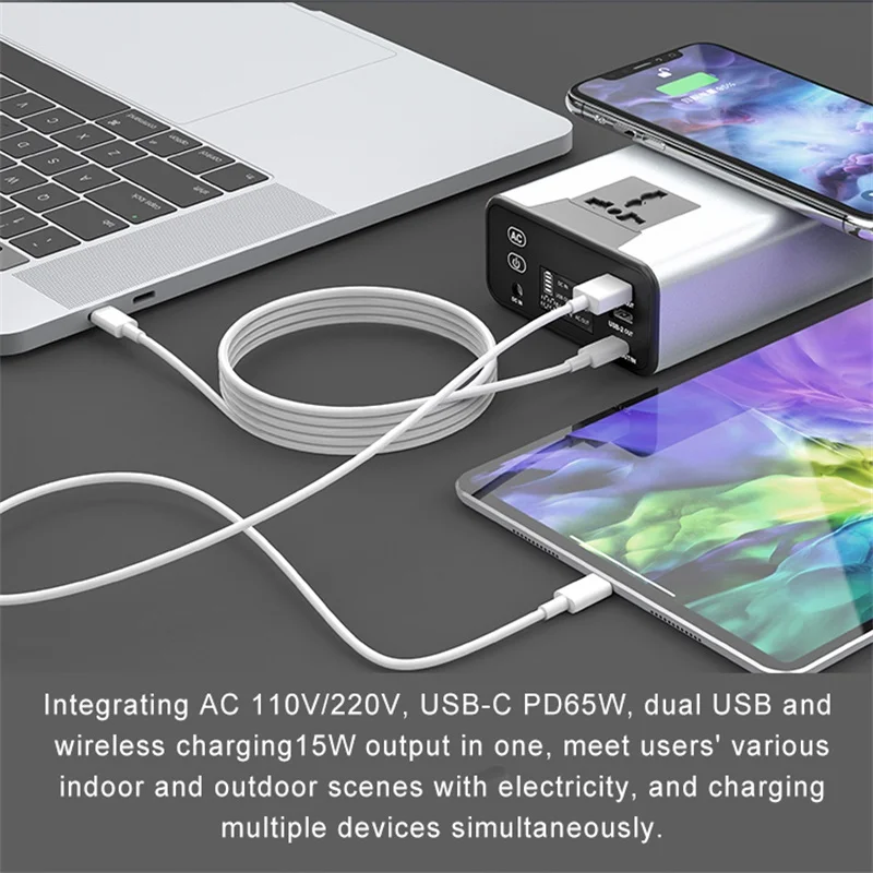 Imagem -05 - Bateria Externa de Emergência Portátil Power Station Carregador de Alimentação para Laptop Camping ao ar Livre ac 220v 30000mah Pd65w 100w