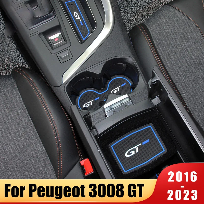 

For Peugeot 3008 GT 2016-2020 2021 2022 2023 Rubber Car Slot Pad Non-slip Cup Mat Anti Slip Door Groove Mat Interior Accessories