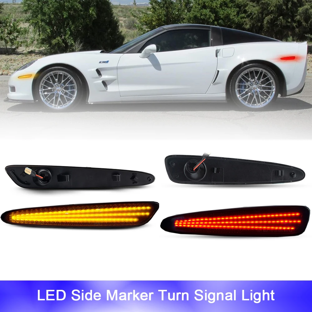 

Front Rear Fender LED Side Marker Parking Indicator Light Turn Signal Lamp For Chevrolet Corvette C6 2005-2013