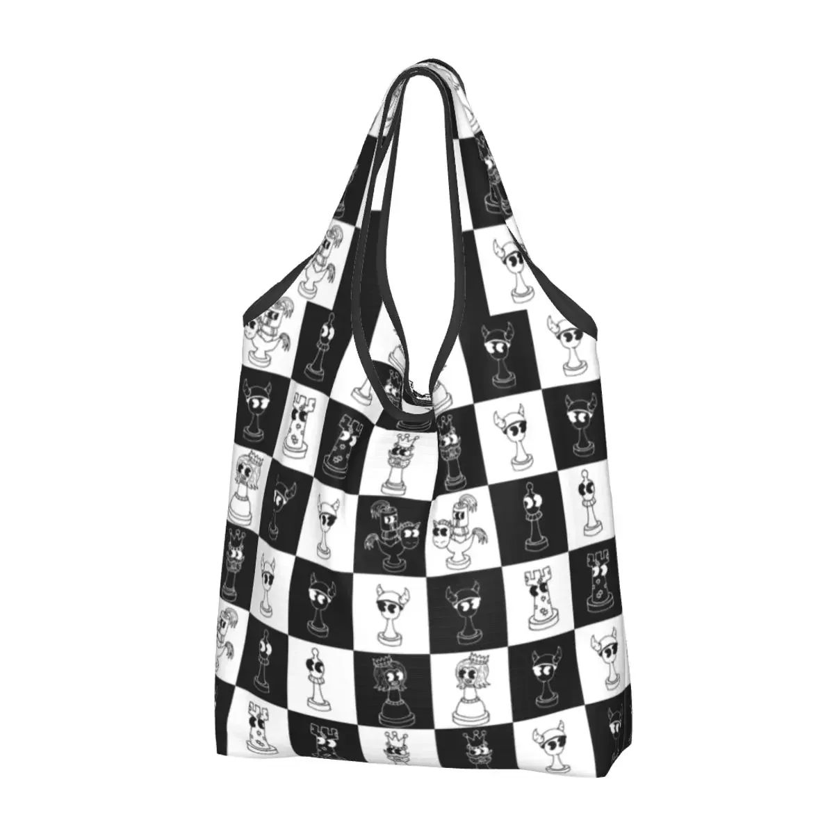 Chess Club Seven Grocery Shopping Bags Cute Shopper Shoulder Tote Bags Portable Chessboard Game Chess Piece Handbag