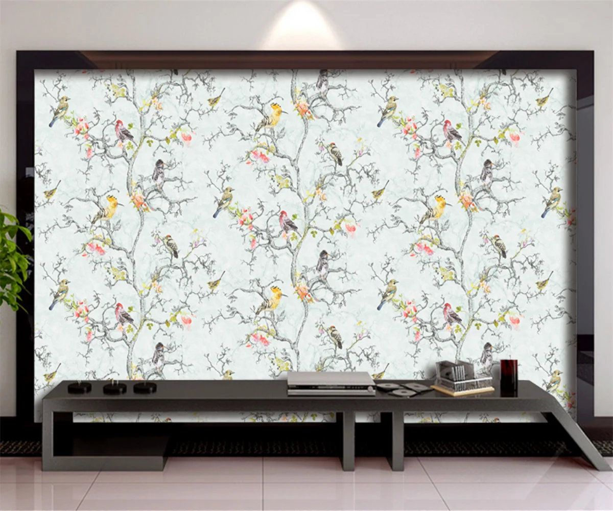 Custom wallpaper modern hand-painted branches flowers and birds home background wall decoration mural 3d wallpaper mural