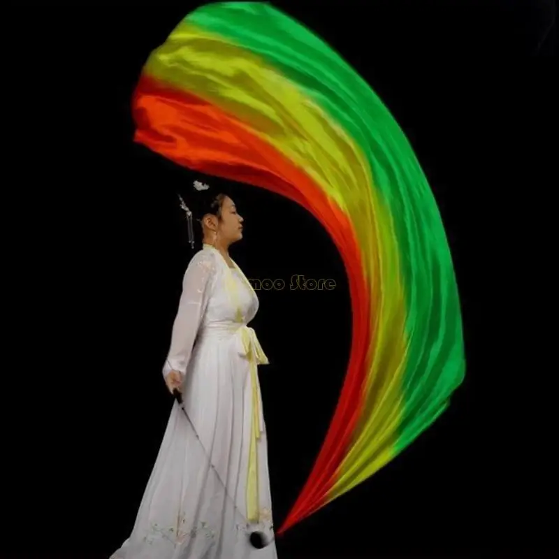 31BF 밸리 댄스 실크 베일 포이 체인 볼 플레이 실크 스카프 실크 베일 포이 스 트리머 던진 공 무대 공연 소품