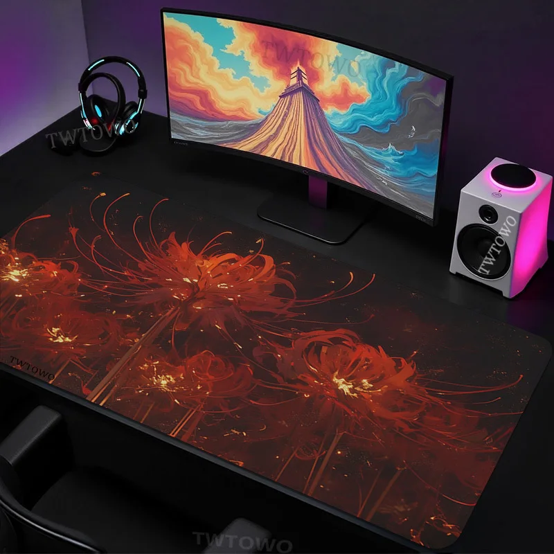 Mouse Pad Red Spider Lily Gamer XL New Home Mousepad XXL Mouse Mat Playmat Soft Carpet Natural Rubber Non-Slip Laptop Table Mat