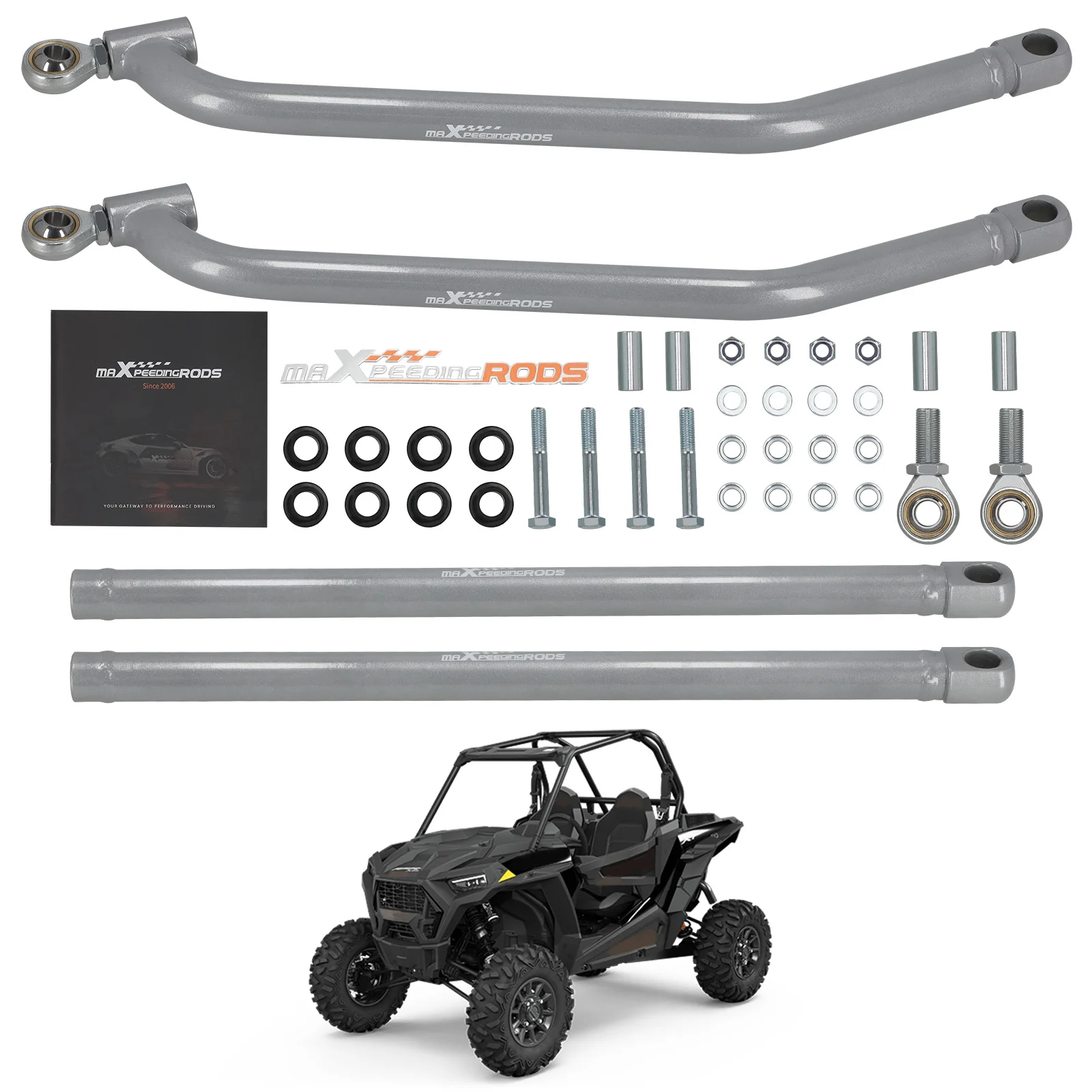 MaXpeedingrods 4x Rear High Clearance Carbon Steel Radius Rods Bars Kit For Polaris RZR 1000 XP 4 EPS 2016 ATV