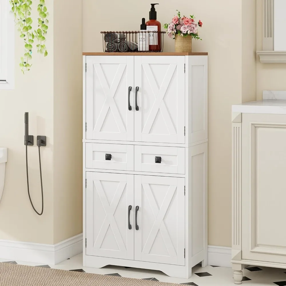 

Шкаф для хранения в ванной комнате в фермерском доме с двумя ящиками и дверцами сарая, кухонная кладовая, отдельно стоящий шкаф для хранения с регулируемой регулировкой