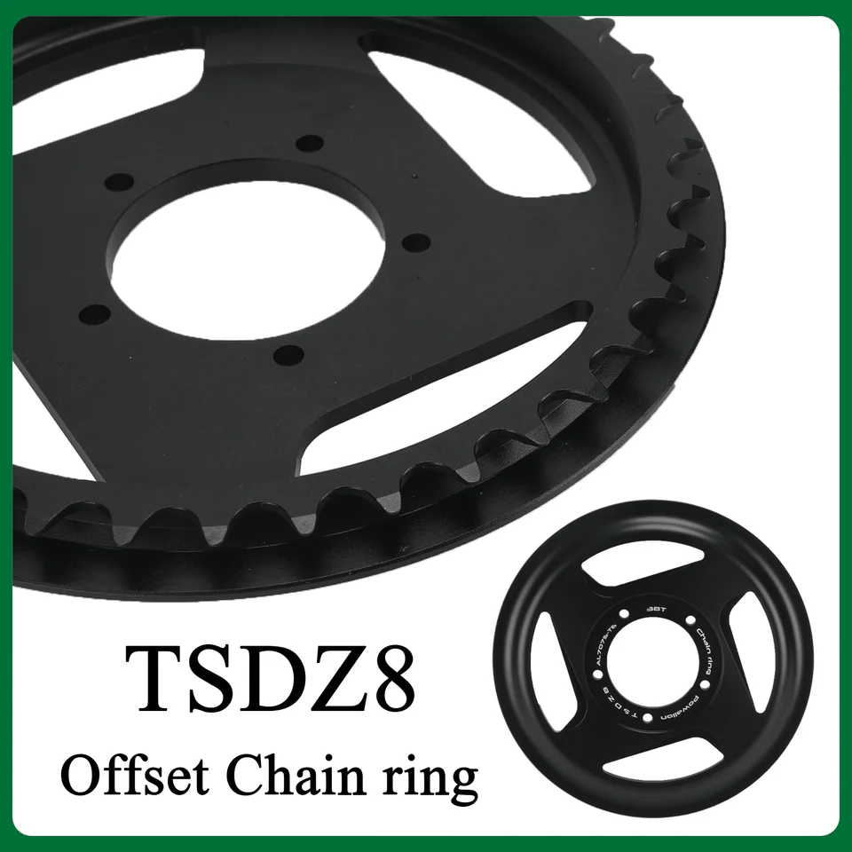 Powallon 42T Offset Chainring with Integrated Guard for Tongsheng